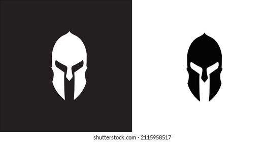 black and white warrior helmet logo vector