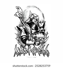 black white warrior  skets vector