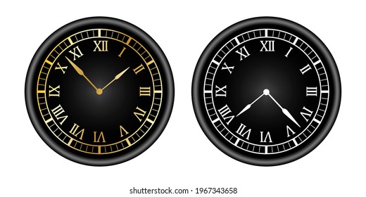 Black white watch. Clock icon vector. Watch, time icon vector illustration. Vector illustration. EPS 10. Stock image.
