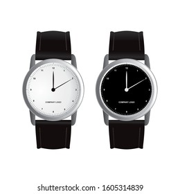 black and white watch isolated on white background - Vector