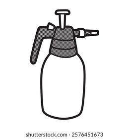 black and white water spray picture with pump