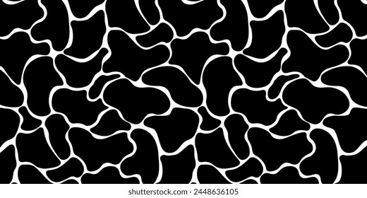 Black and white water surface seamless pattern. Vector illustration
