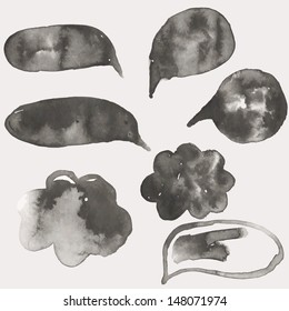 Black and white watercolor speech bubbles 