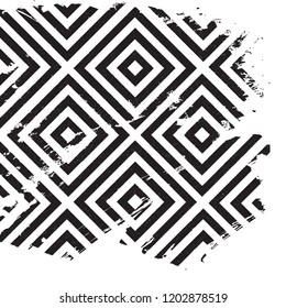 Black and white watercolor texture, hand-drawn illustration. Grunge geometric pattern with pure background. Monochrome design. Used for cards, paper, fashion textiles, bed linen, accessories,magazines