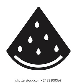 Black and white watermelon slice icon. Vector illustration