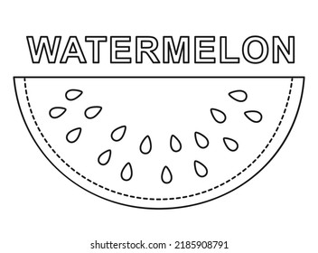 Schwarz-Weiß Wassermelone Slice Plakat Gesunde Sommernahrung. Farbige Buchseite für Erwachsene und Kinder Vektorgrafik.