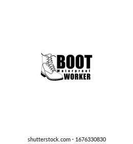 Black and White Waterproof shoes boot vector Illustration for logo template design