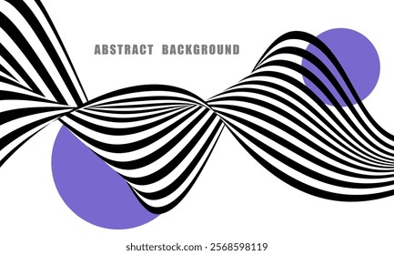 Black and white wave. Abstract wave design with optical illusion. Abstract geometric background.