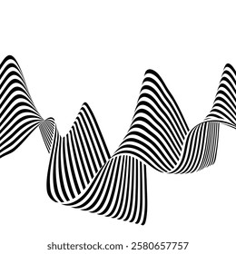 Black and white wave. Abstract vector background illusion.