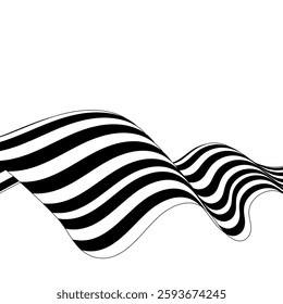 Black and white wave. Abstract vector background illusion