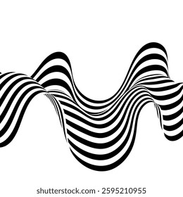 Black and white wave. Abstract vector background illusion.