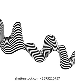 Black and white wave. Abstract vector background illusion.