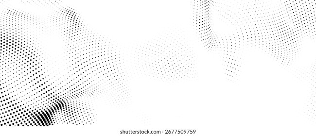 Black and white wave light line dot technology texture design.abstract big data digital concept.