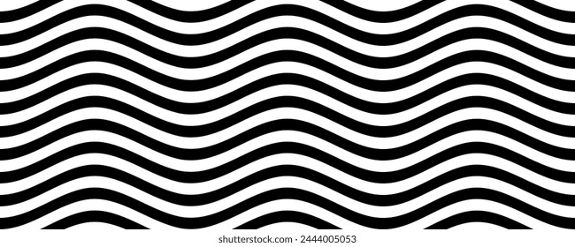 black white wave line seamless pattern