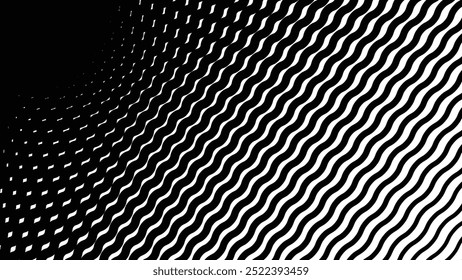 Fondo abstracto de líneas de onda en blanco y negro para fondo o presentación