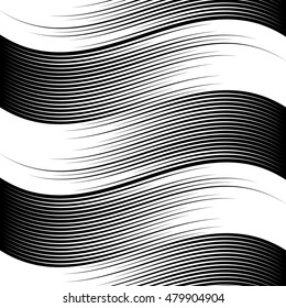 Black and white wave of lines. Engraving style.