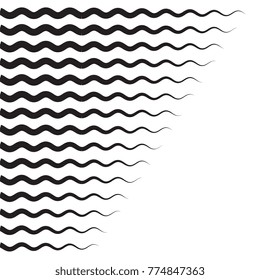 Black and white wave lines halftone background. Grunge vector pattern for business design. Gradient texture in pop art style. Universal template