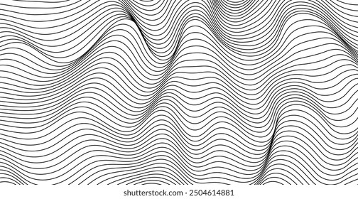 Black And White Wave Lines Pattern Abstract Background. Vector Illustration. Wallpaper. Banner