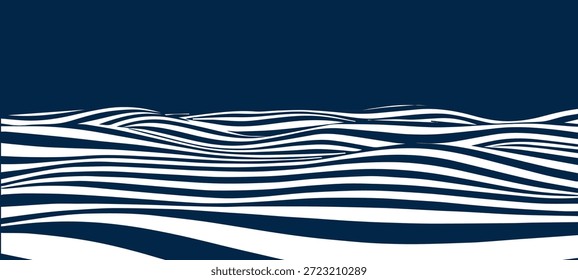 Schwarz-Weiß-Welle. Optische Täuschung. Vektorgrafik des Durchflusses.