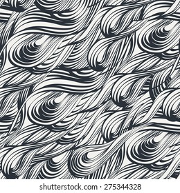 Black and white wave pattern. Seamless pattern can be used for background, wallpaper, tiling, pattern fills, surface textures.