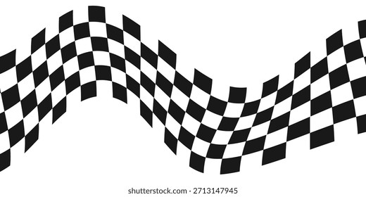 Fundo de bandeira de corrida de onda preta e branca. Sinalizador de conclusão
