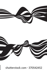 black and white wave stripe design set