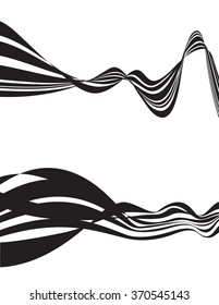 black and white wave stripe design set