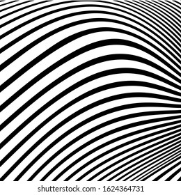 Black and white wave stripe optical abstract design. Vector background.