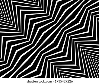 Black and white wave stripe optical abstract design. Vector background. curved lines