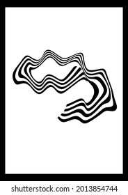 Diseño abstracto óptico de rayas de onda en blanco y negro. Gráfica vectorial Nueve con líneas de onda, el número se dibuja con la herramienta de relleno de malla. Buena decoración de pared, afiche, logos, portada, etc. nueve. 9
