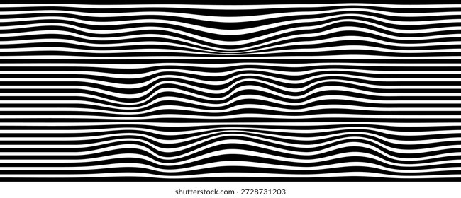 Patrón sin costuras de la línea Trippy de la onda en blanco y negro. Patrón sin costuras ondulado psicodélico de la línea. Fondo de mármol de remolino de Vector