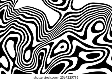 Black and white waves. Modern Vector Background. Stylish texture with wavy stripes lines.