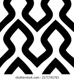 Black and white waves sameness tile pattern
