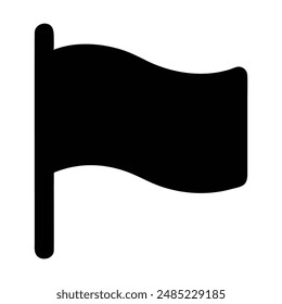 Ilustración de icono de bandera ondeando en blanco y negro. Ilustración vectorial