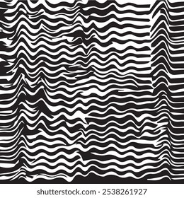 Black and white wavy background. Stylish texture with wavy stripes lines. Geometric abstract background illustration