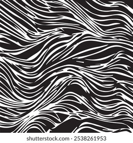 Black and white wavy background. Stylish texture with wavy stripes lines. Geometric abstract background illustration