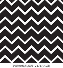 Black and white Wavy Curvy Seamless zig-zag line pattern. Horizontal zig-zag lines. Vector illustration pattern