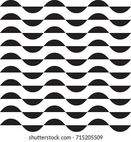 Black and white wavy design. Seamless vector pattern