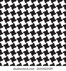 Black and white wavy diagonal spiral squares vector seamless pattern or texture