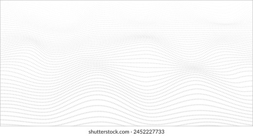 Puntos ondulados blancos y negros flotando en movimiento. Ilusión óptica de ondas de líneas punteadas blancas y negras. Vector moderno.