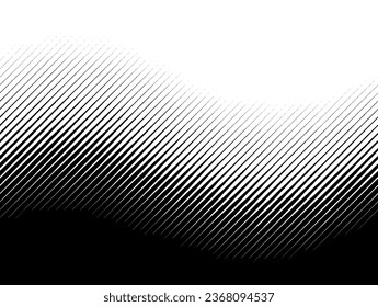 Black and white wavy gradient halftone backgrounds with space for text. Pop art template, texture. Vector illustration.