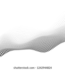 Black and white wavy halftone background vector