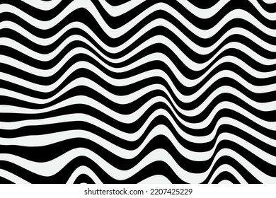 Black and White Wavy Line Background.