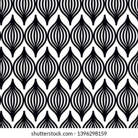 Black and white wavy line pattern. Seamless vector background. For fabric, cover, design, textile, banner. 