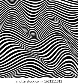 
Black and white wavy lines. Abstract vector background.