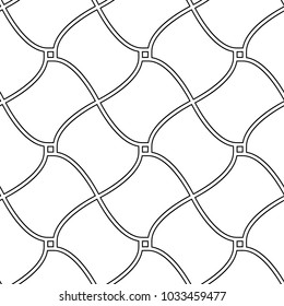 Black and white wavy lines checker abstract geometric seamless pattern, vector