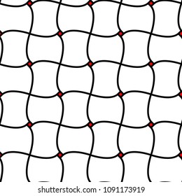 Black and white wavy lines checker abstract geometric seamless pattern, vector