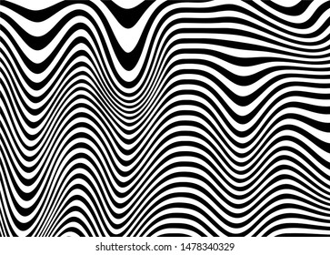 Black and white wavy lines. For covers, business cards, banners, prints on clothes, wall decor, posters, canvases, websites, video clips. Modern vector background