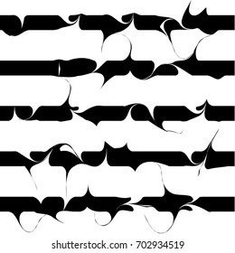 black and white wavy lines pattern with swirls and swoosh. mixed cream , ink brush curly strokes. curve stripes vector illustration, blended oil colors 