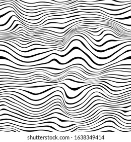 Black and white wavy lines seamless pattern background